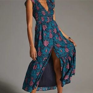 ISO Anthropologie peregrine midi dress in this color black motif size XS